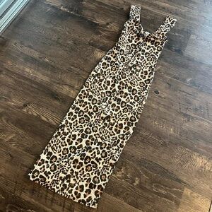 Jessica Simpson Animal Print Dress Brown tan leopard print maxi dress new XS